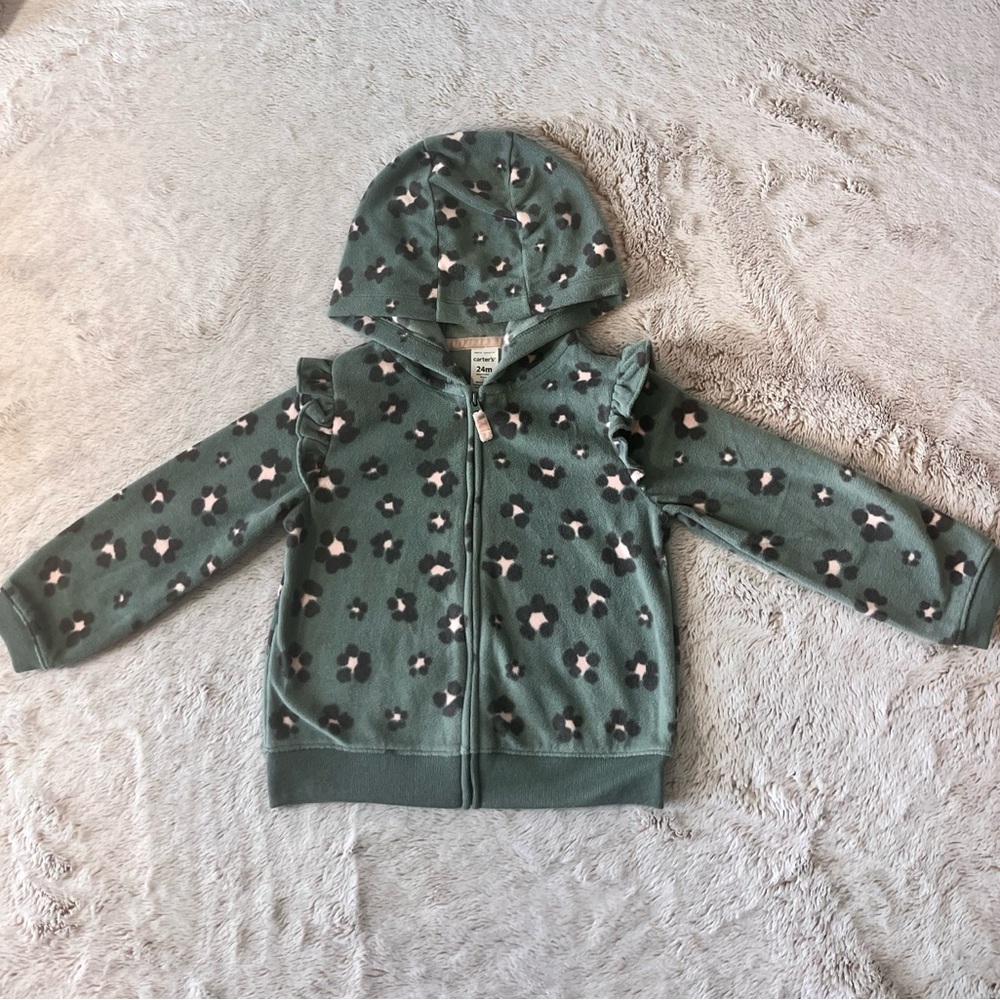 Carter's Green Floral Zip-Up Hoodie